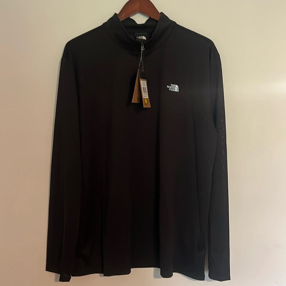 Men’s sheer standard fit 1/4 zip long sleeve shirt in black NWT